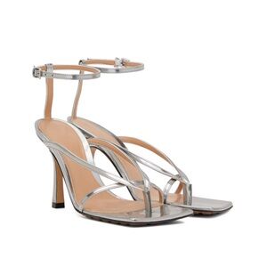 NWT Bottega Veneta Silver Strappy Heels size 37 1/2